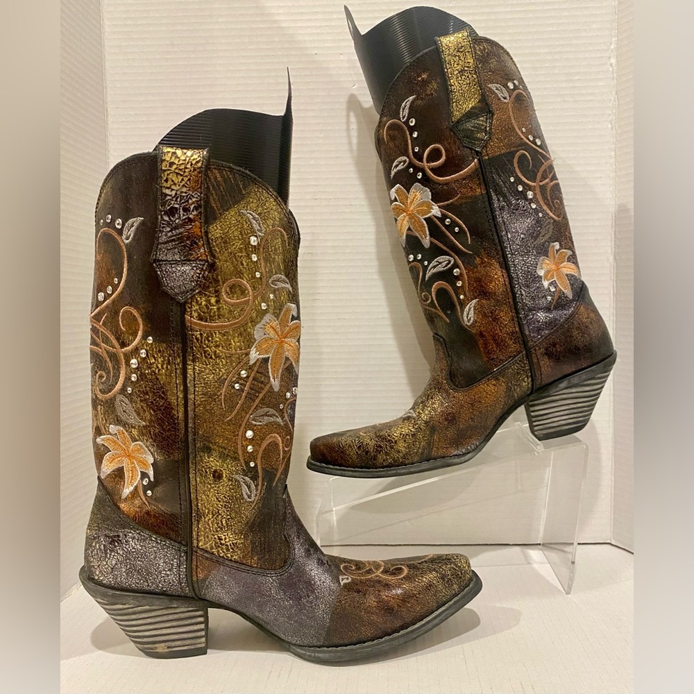Crush by Durango 12” Rhinestone Embroidered Floral Western Cowboy Boots - Picture 4 of 11